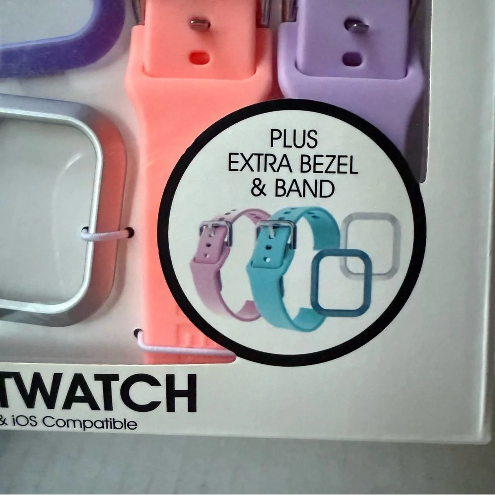 Smartwatch with‎ Interchangeable Bands - Black, Purple, Pink